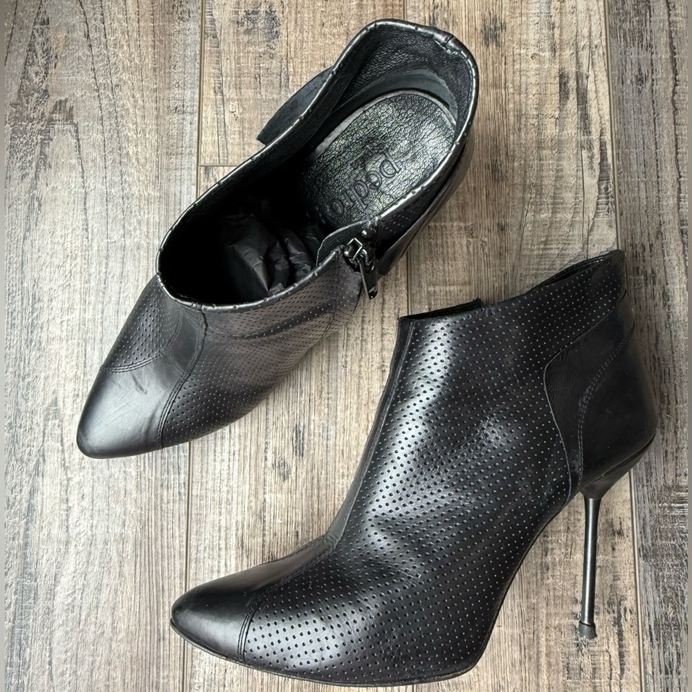 Pedro Garcia Rowan Perforated Leather Black Ankle Stiletto Boots 42/12